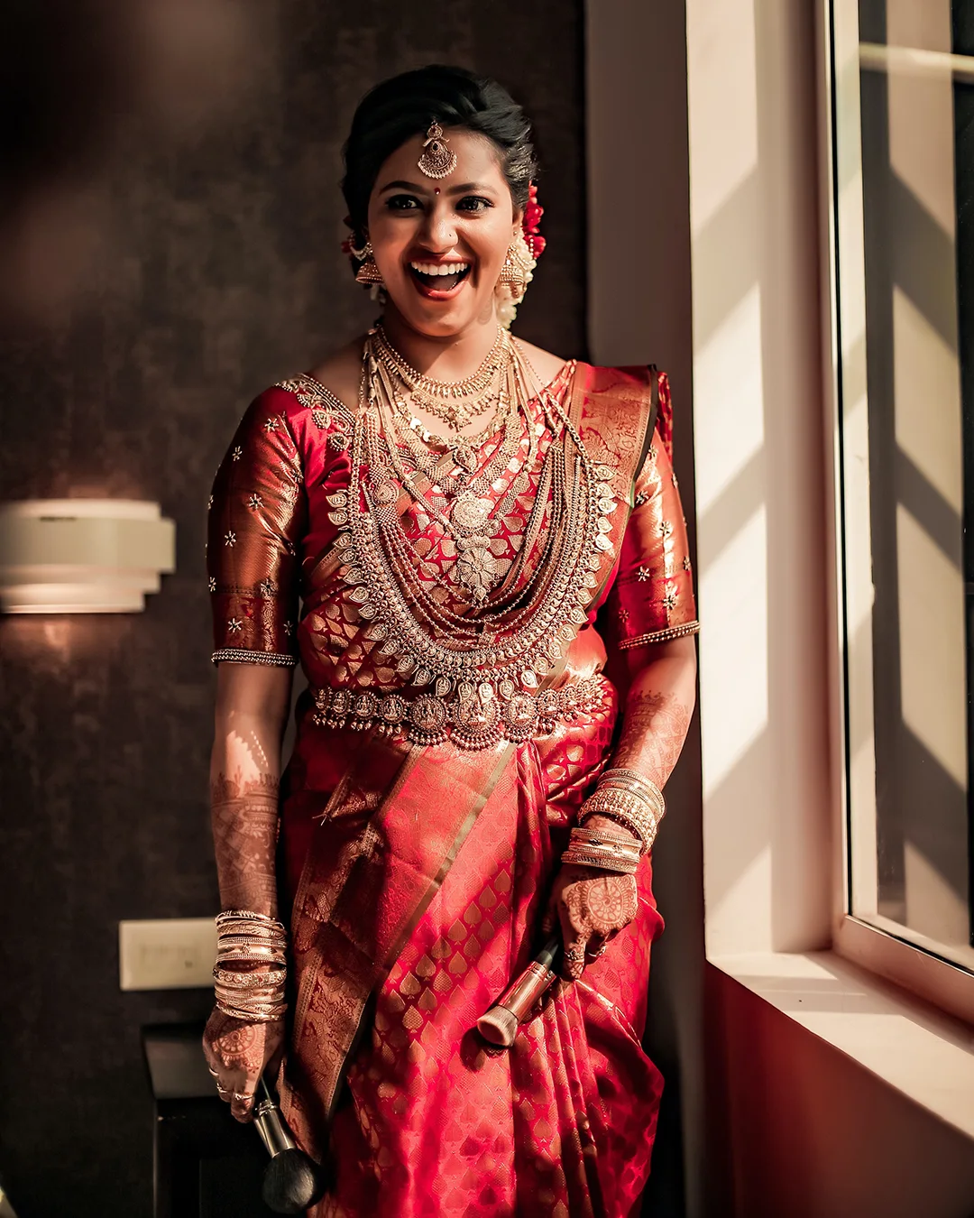 Joyous traditional and modern mixing bride
