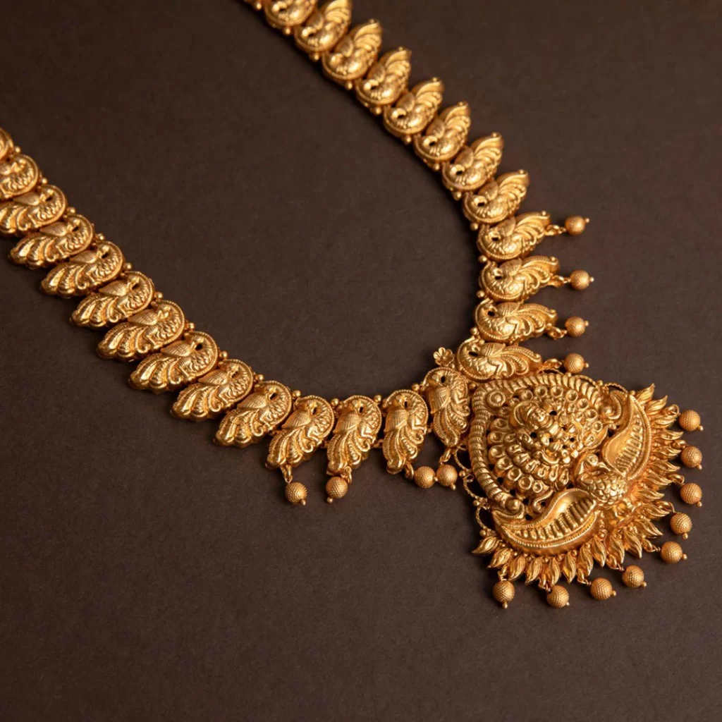 Lakshmi Devi on Peacock Designer Long Necklace