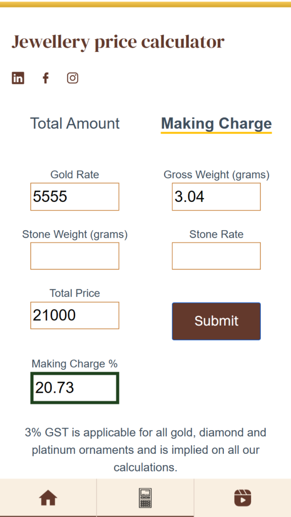 Jewellery Price calculator of Goldzouq.com