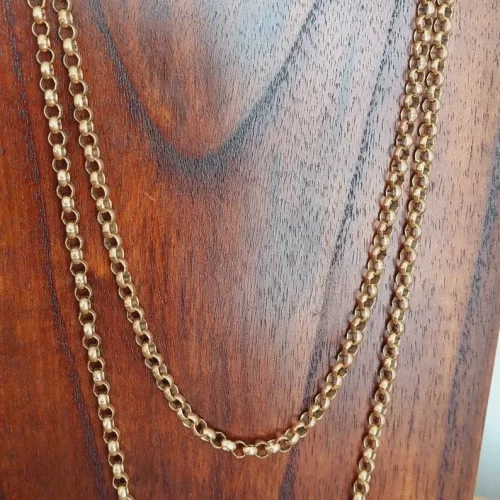Antique rolled gold muff guard chain