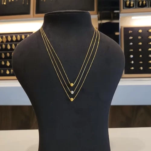 Triple Layered Gold and Rhodium Necklace