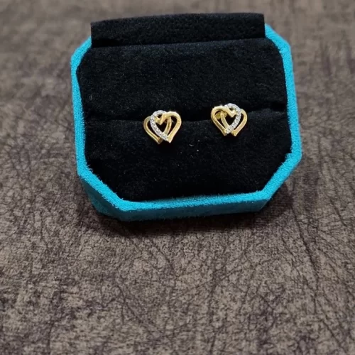 Twin hearts Diamond designer Studs for Weddings - JSJDS001
