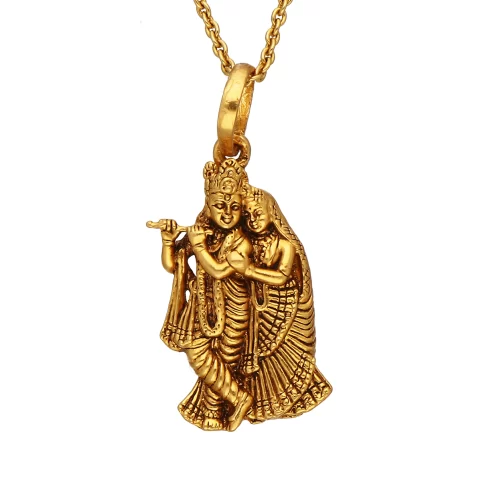 antique-gold-radha-krishna-pendant Vaibav